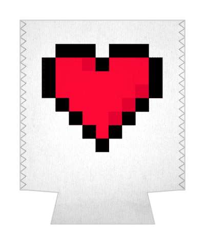 white red black pixel art heart stickers, magnet