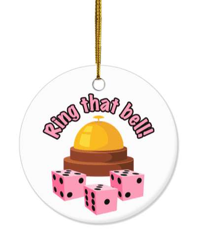 white ring that bell bunco dice pink stickers, magnet