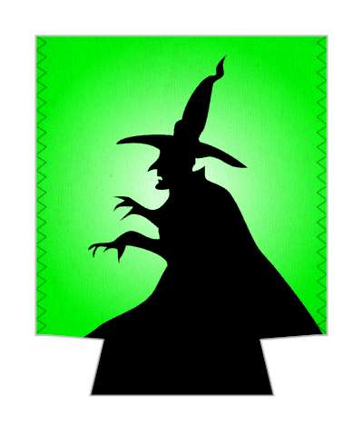 witch black silhouette hat creepy green stickers, magnet