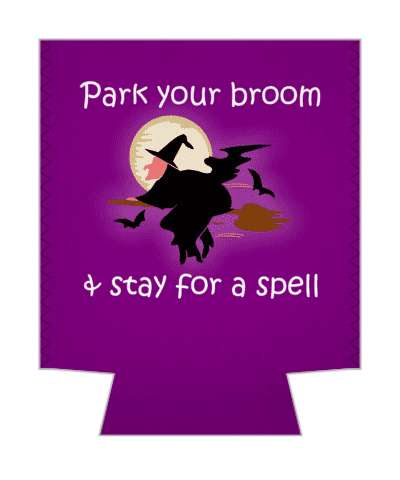 witch flying broom moon park your broom and stay for a spell bats stickers, magnet