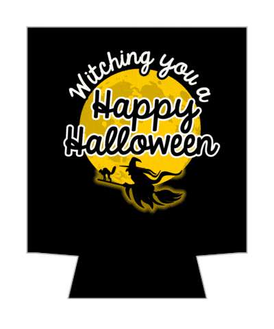 witching you a happy halloween scaredy cat broom orange moon pun stickers, magnet