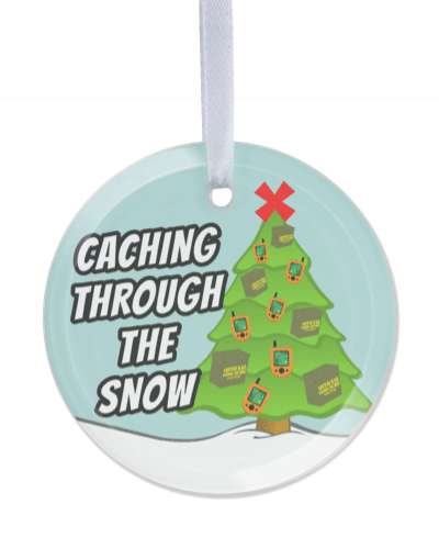 wordplay caching through the snow gps geocaching boxes christmas tree stickers, magnet