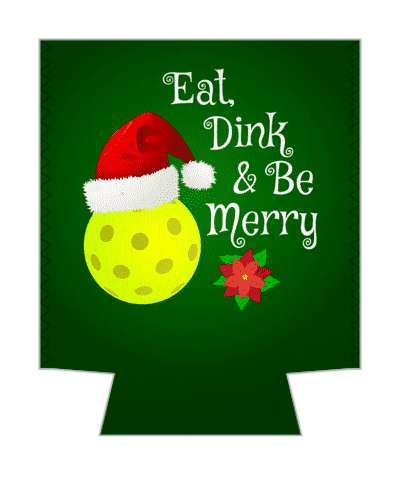 wordplay eat dink and be merry christmas pickleball santa hat stickers, magnet