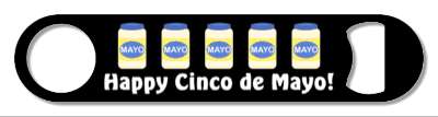 wordplay happy cinco de mayo five jars of mayonnaise black stickers, magnet