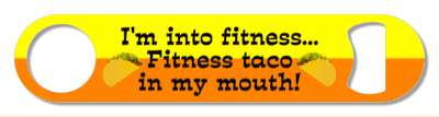 wordplay im into fitness fitness taco in my mouth pun orange yellow stickers, magnet