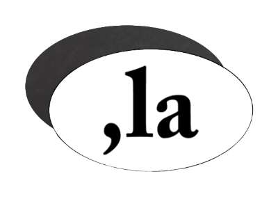 wordplay kamala harris campaign 2024 comma la white black serif stickers, magnet