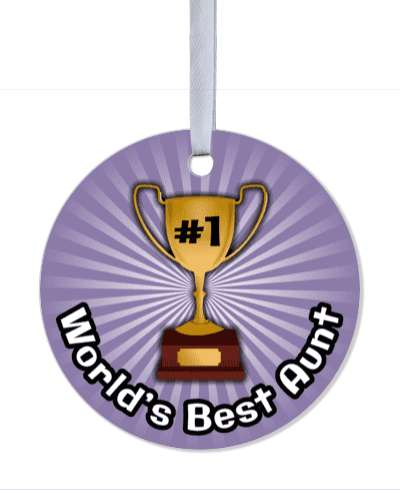 worlds best aunt trophy number one white rays stickers, magnet