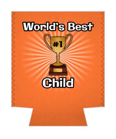 worlds best child number one trophy rays orange stickers, magnet