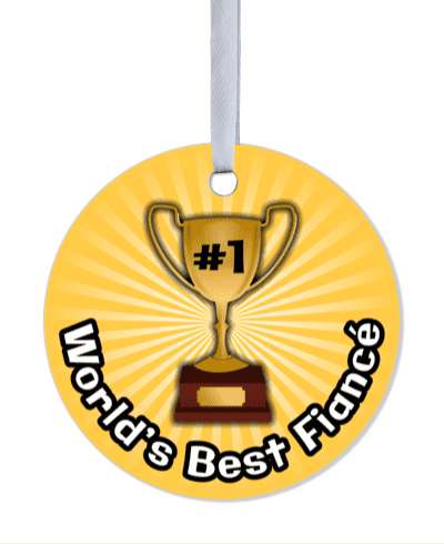 worlds best fiance trophy number one white rays stickers, magnet