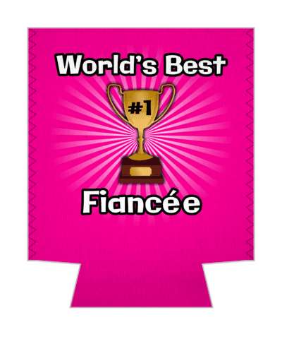 worlds best fiancee number one trophy rays pink stickers, magnet
