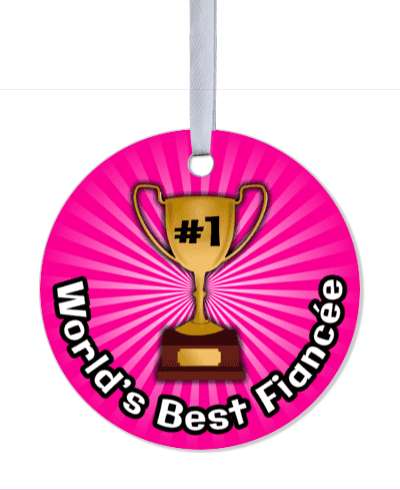 worlds best fiancee trophy number one white rays stickers, magnet