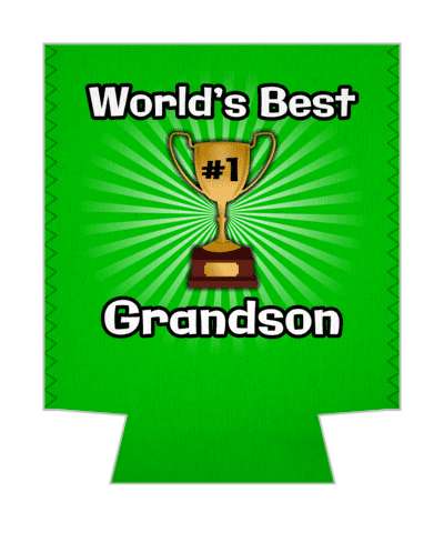 worlds best grandson number one trophy rays green stickers, magnet