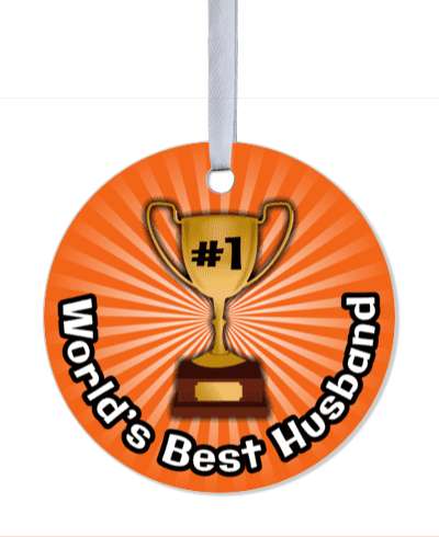 worlds best husband trophy number one white rays stickers, magnet