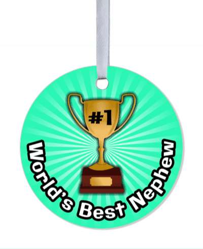 worlds best nephew trophy number one white rays stickers, magnet