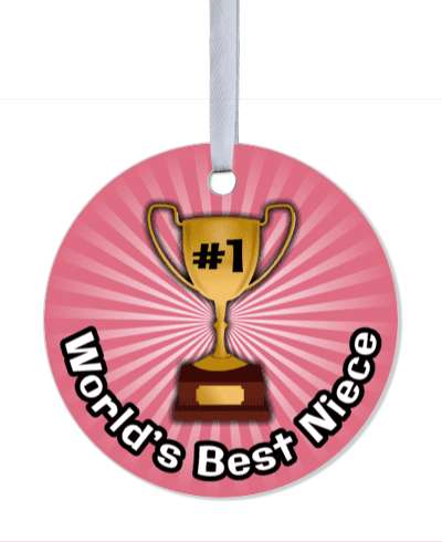 worlds best niece trophy number one white rays stickers, magnet