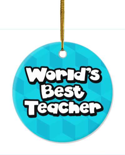 worlds best teacher aqua cube pattern stickers, magnet