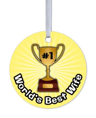 worlds best wife trophy number one white rays stickers, magnet