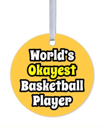 worlds okayest basketball player orange yellow stickers, magnet