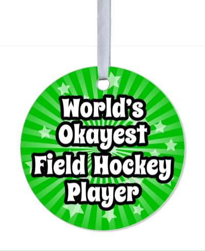 worlds okayest field hockey player green rays stickers, magnet