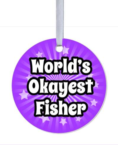 worlds okayest fisher purple rays stickers, magnet