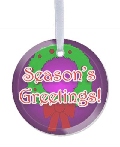 wreath ribbon seasons greetings stickers, magnet