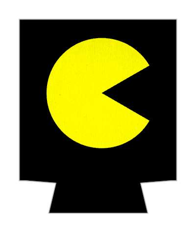 yellow black border pac man circle stickers, magnet