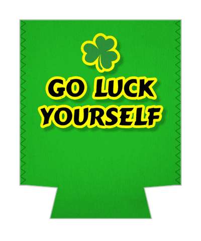yellow black green go luck yourself wordplay shamrock stickers, magnet