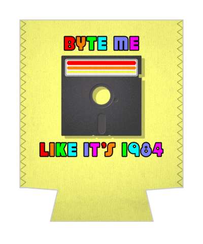 yellow byte me like its 1984 floppy disk stickers, magnet