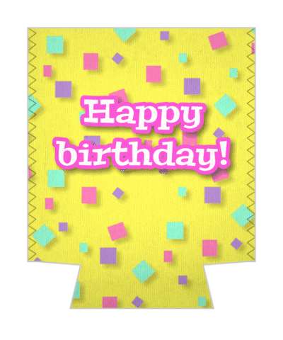 yellow fun happy birthday multicolor confetti stickers, magnet