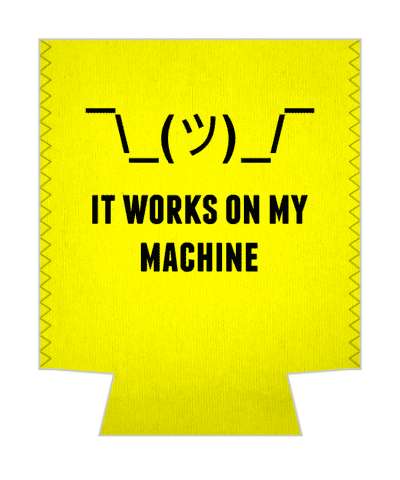 yellow it works on my machine shrug text guy stickers, magnet