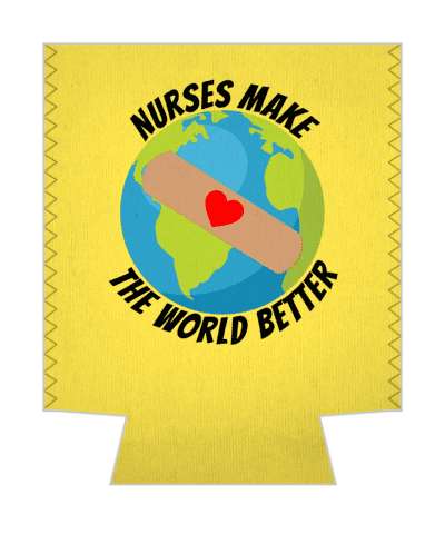 yellow orange nurses make the world better planet earth bandaid red heart stickers, magnet