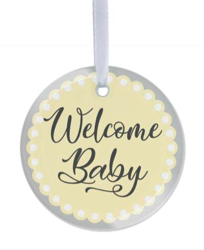 yellow orange welcome baby circle border stickers, magnet