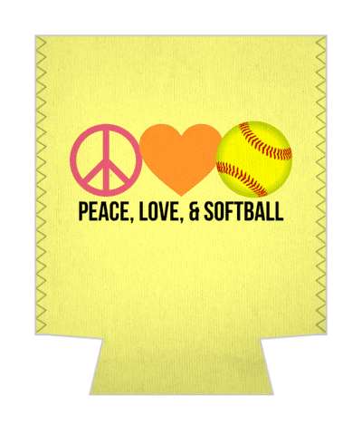 yellow pink orange heart symbols peace love and softball stickers, magnet