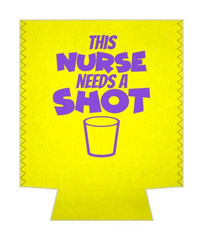 yellow purple this nurse needs a shot drinking glass stickers, magnet