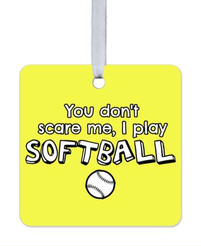 yellow sports you dont scare me i play softball stickers, magnet