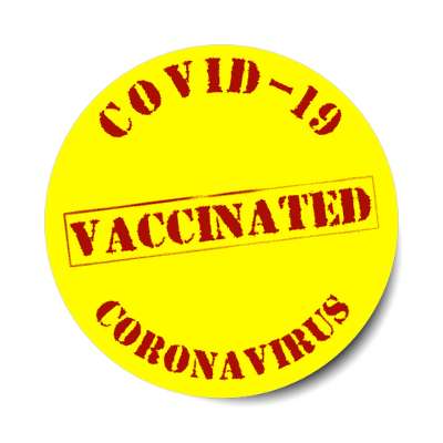 yellow stamped covid 19 vaccinated coronavirus stickers, magnet