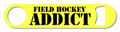 yellow stencil field hockey addict stickers, magnet