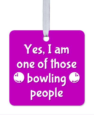 yes i am one of those bowling people bowlingball white purple stickers, magnet