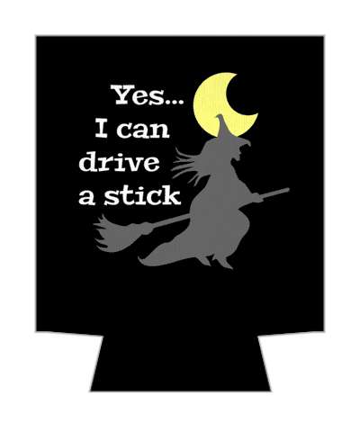yes i can drive a stick grey witch joke moon broom stickers, magnet