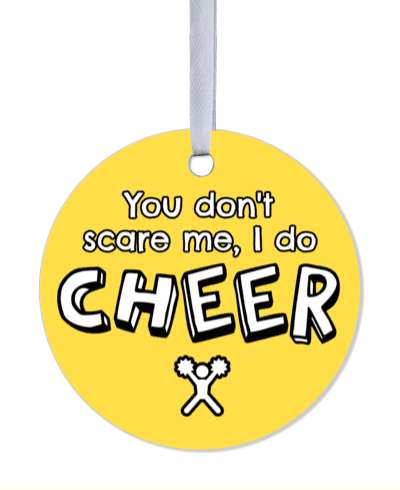 you dont scare me i do cheer orange yellow cheerleader stickers, magnet