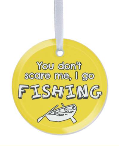 you dont scare me i go fishing rowboat silhouette orange yellow stickers, magnet