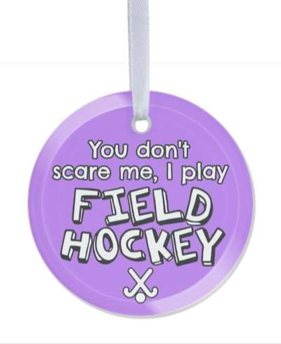 you dont scare me i play field hockey purple white stickers, magnet
