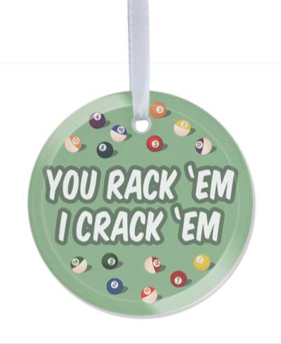 you rack em i crack em pool balls funny saying stickers, magnet