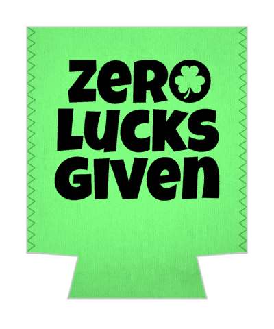 zero lucks given wordplay light green shamrock stickers, magnet