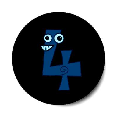 4 smiling blue cartoon sticker