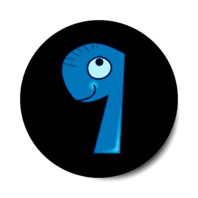 9 dinosaur smiley blue sticker