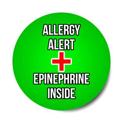 allergy alert epinephrine inside green stickers, magnet
