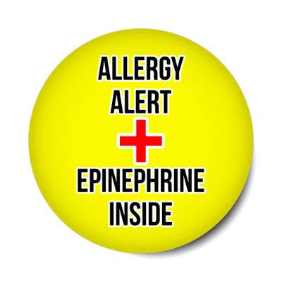 allergy alert epinephrine inside yellow stickers, magnet
