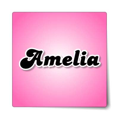 amelia female name pink sticker