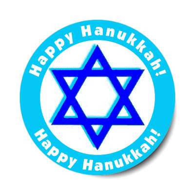 aqua border happy hanukkah star of david sticker